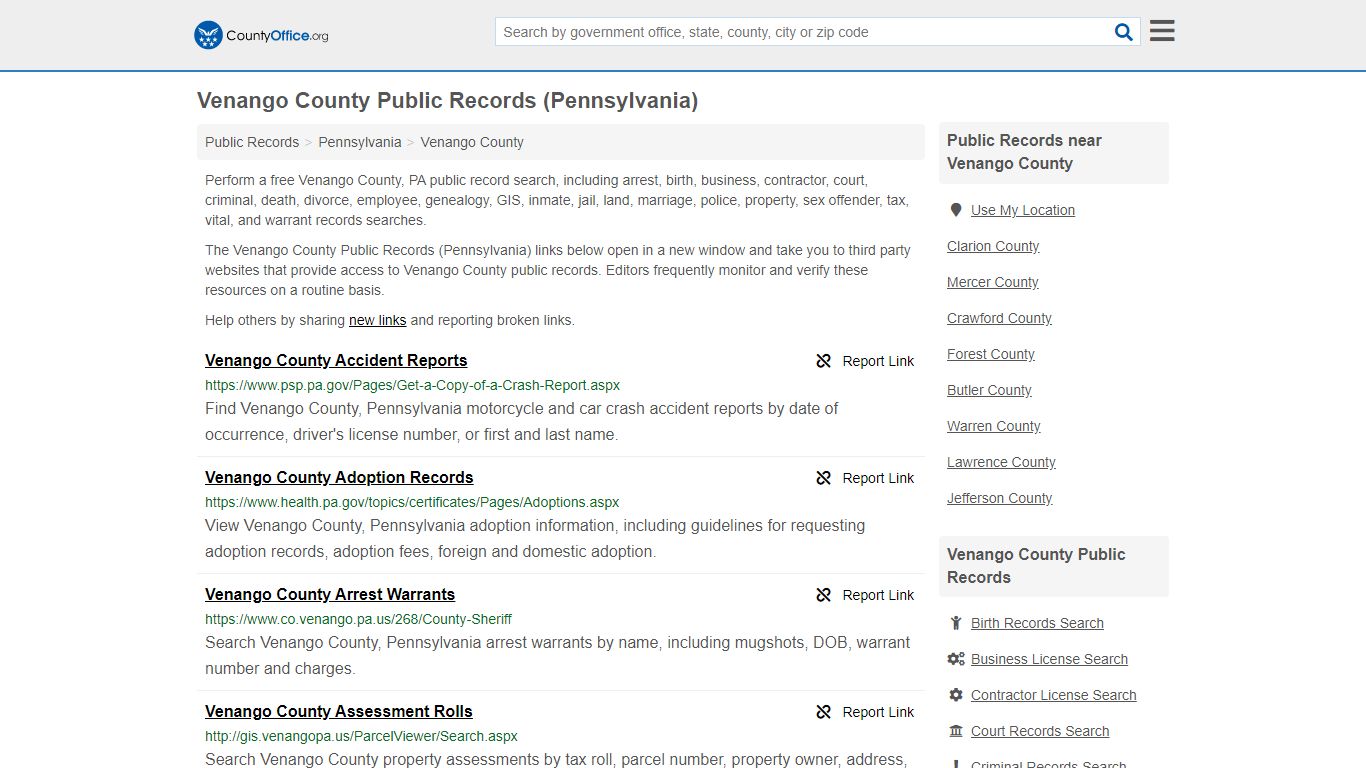 Public Records - Venango County, PA (Business, Criminal ...