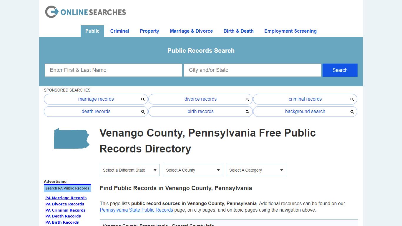 Venango County, Pennsylvania Public Records Directory